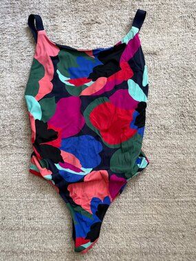 Athleta Power Of She Hermosa One Piece Swimsuit Blue Floral Print S